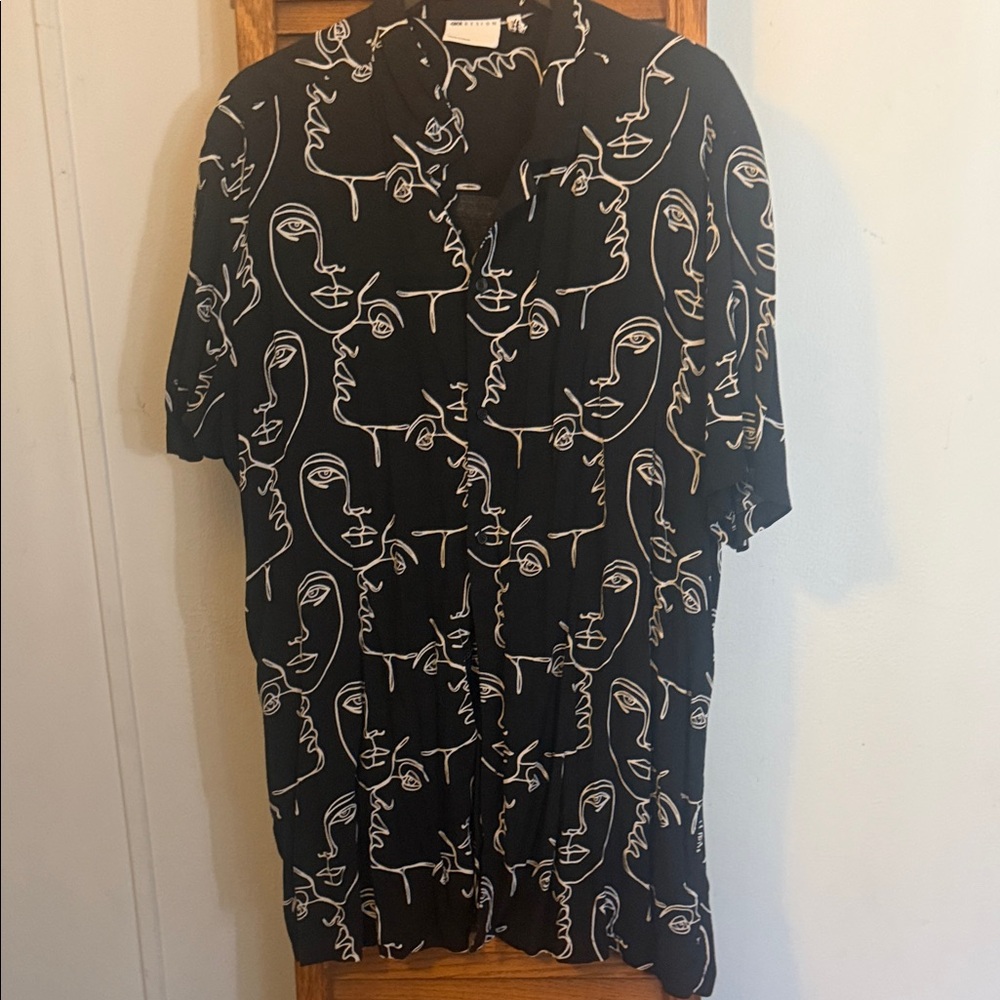 ASOS Black and White Abstract Face Shirt